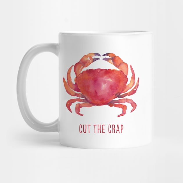 Cut the crap watercolor painted food illustration with funny quote, by kittyvdheuvel